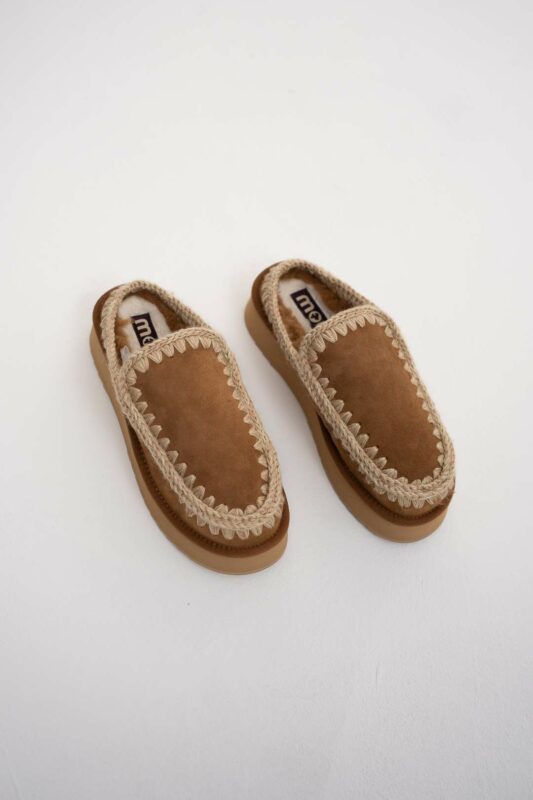 כפכף פלטפורמה - MOU CLOG ESKIMO PLATFORM COGNAC SUEDE – תמונה 9