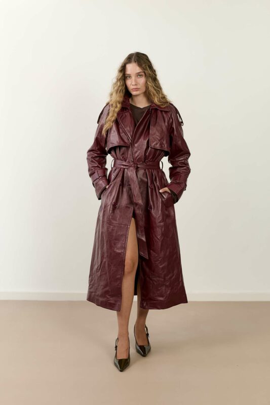 EINAT LEATHER TRENCH COAT – תמונה 4