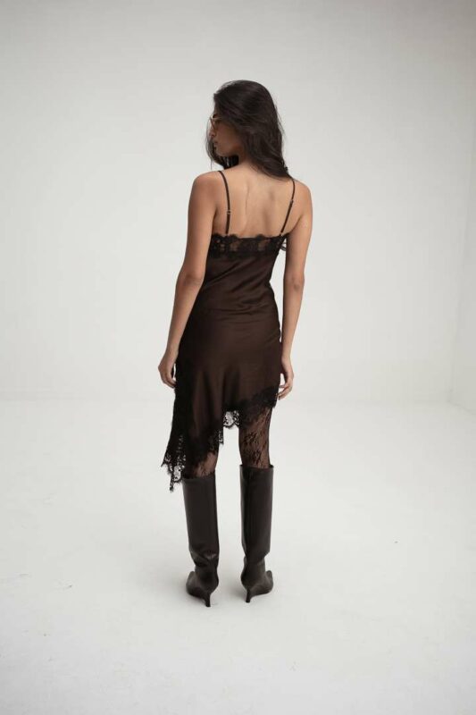 GOY SATIN LACE MINI DRESS – תמונה 6