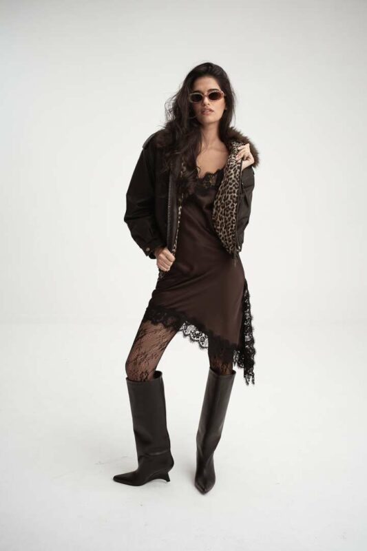 GOY SATIN LACE MINI DRESS