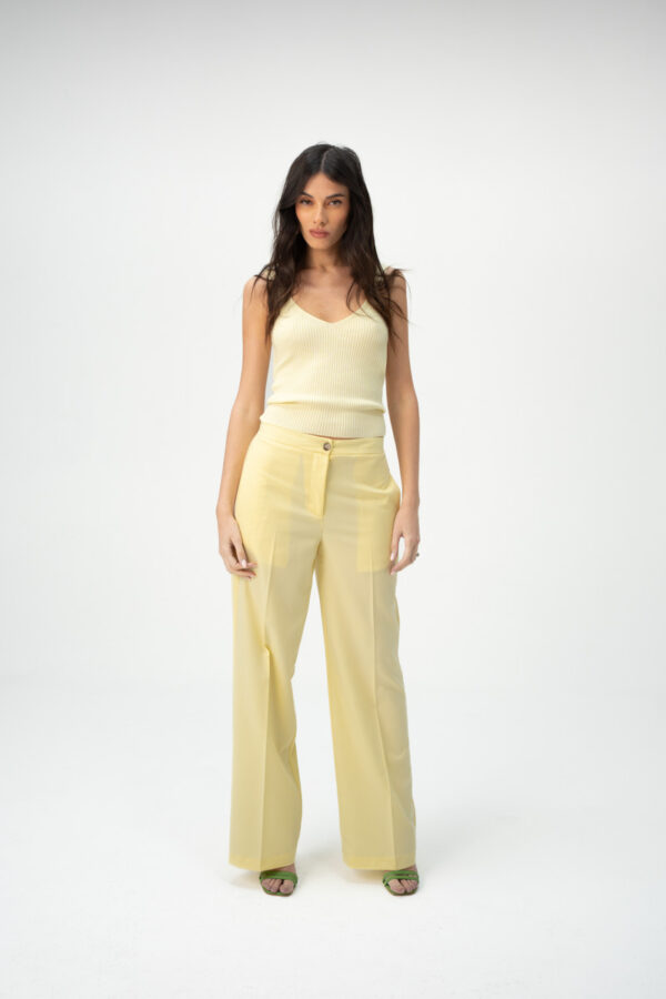 מכנסיים פאלאצו/  HIGH-WAIST STRAIGH- LEG LINEN PANTS