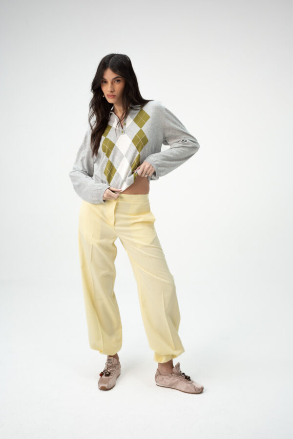 מכנסיים פאלאצו/  HIGH-WAIST STRAIGH- LEG LINEN PANTS