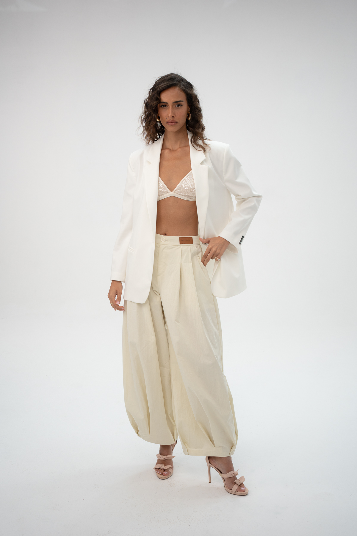 מכנסיים בלון - PINK OHigh - Waist Pleated Balloon Pants