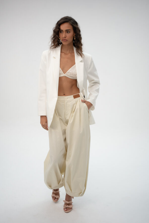 מכנס בלון -PINK OHigh-Waist Pleated Balloon Pants