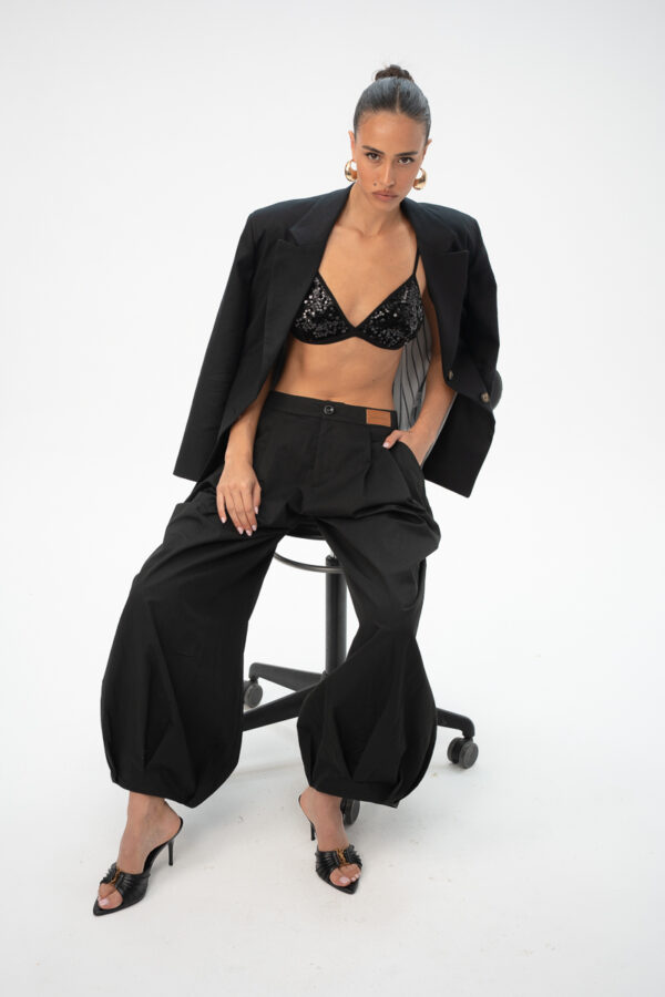 מכנס בלון -PINK OHigh-Waist Pleated Balloon Pants