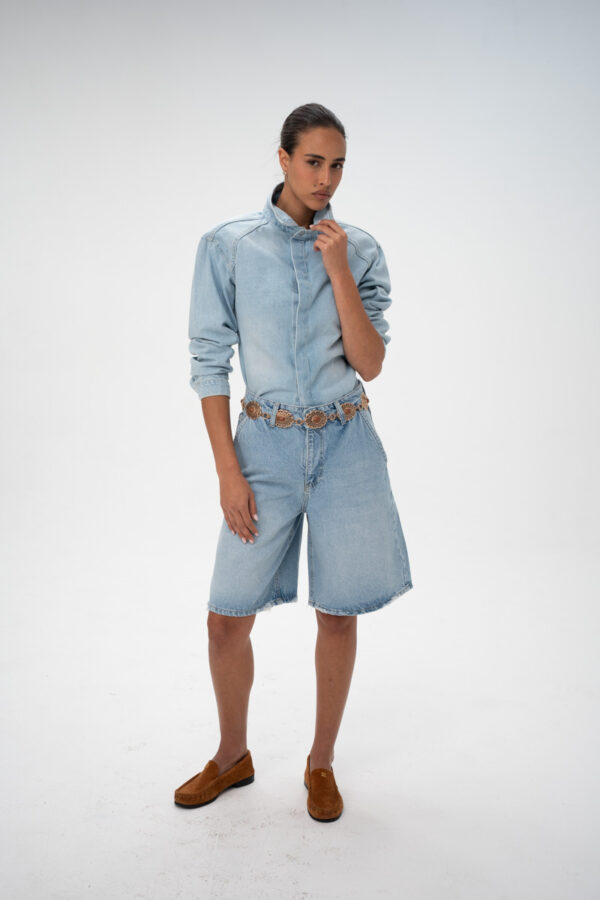ברמודה דנים בוקסי -BOXY Denim Bermuda Shorts