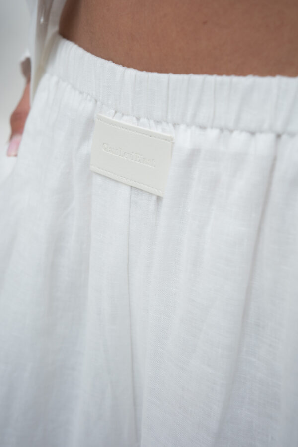 מכנסיים פשתן ליינן -White Linen Wide-Leg Pants