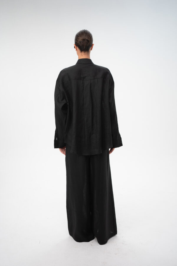 מכנסיים פשתן ליינן -White Linen Wide-Leg Pants