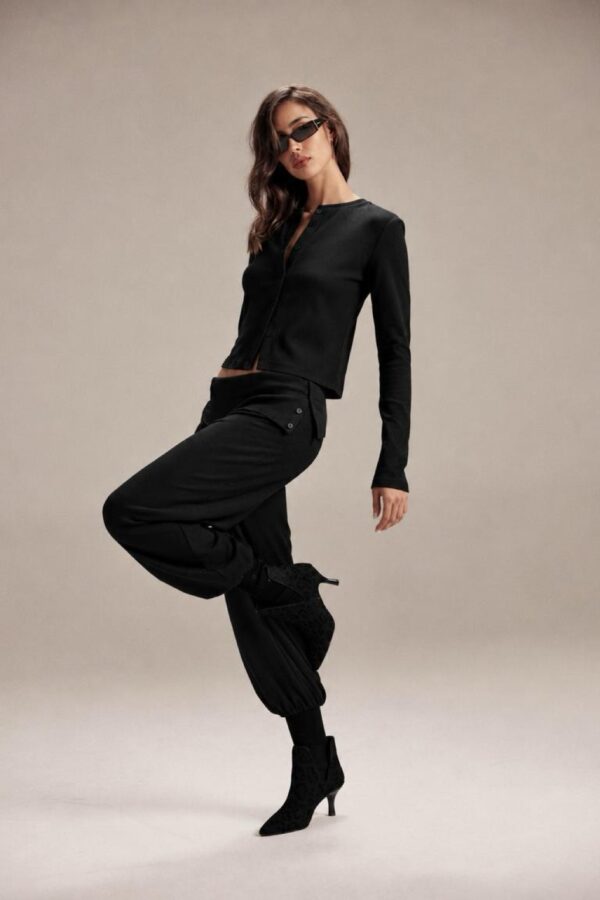 מכנסי שרוואל ריב  - Ribbed Harem Pants