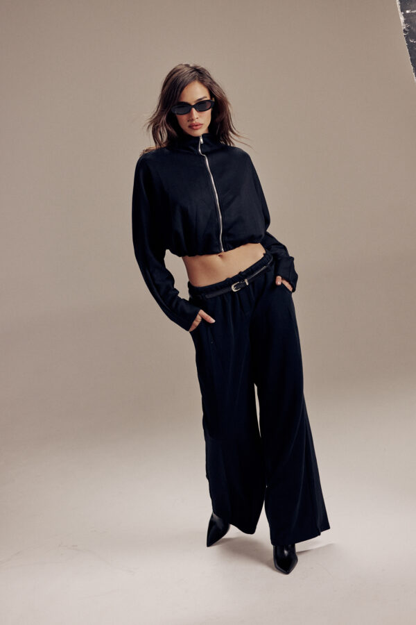 מכנסיים רחבים שנהב  - Ivory Wide-Leg Pants