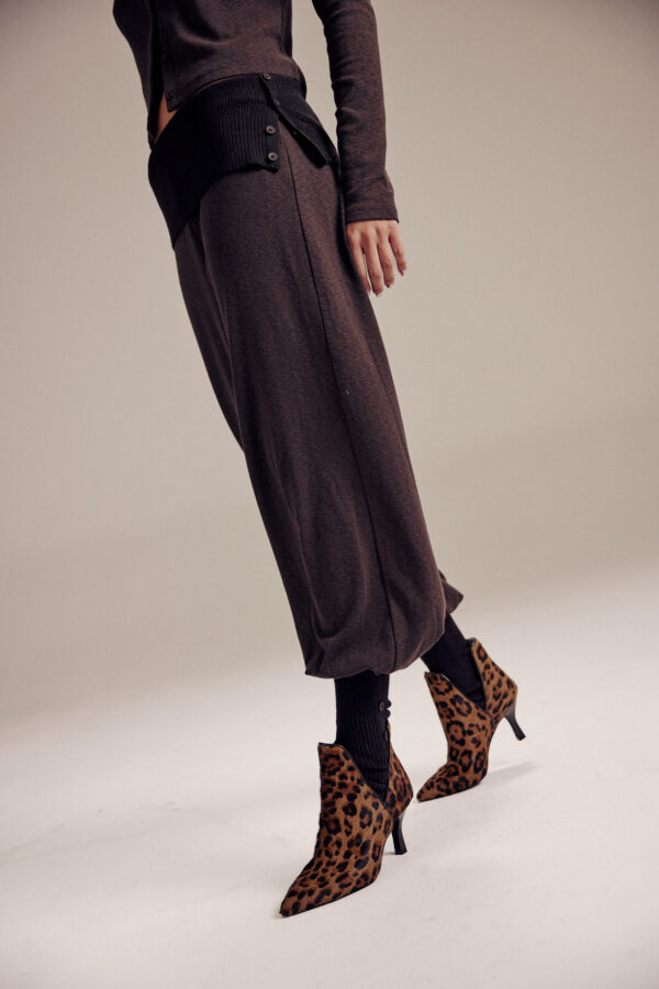 מכנסי שרוואל ריב  - Ribbed Harem Pants